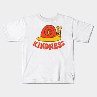 Retro snail and text Kindness Kids T-Shirt